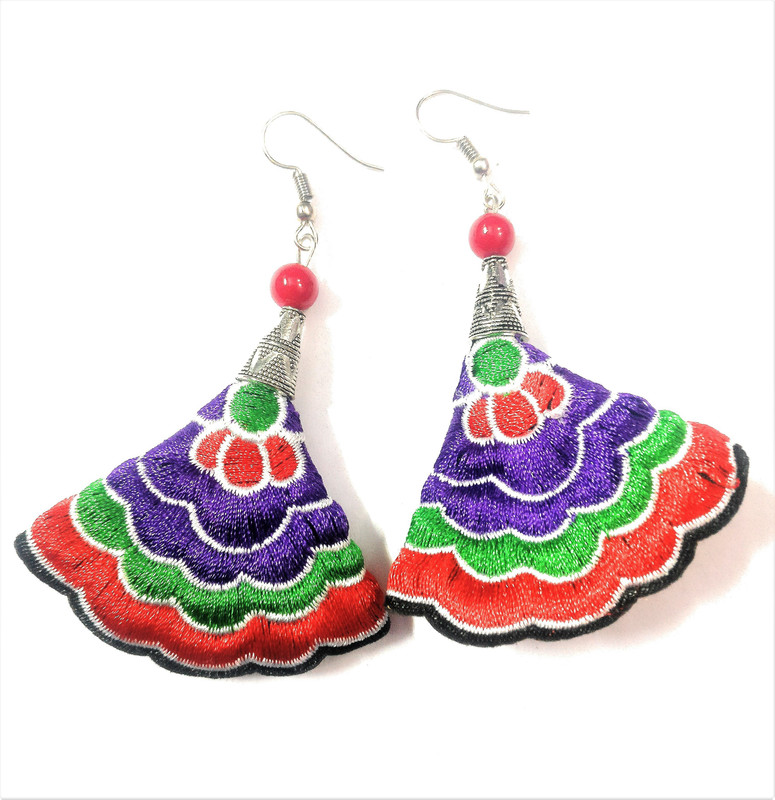 akshara jewels Multicolor Thread Work silver-Plated Dangler Earrings For Women Beads Brass Drop Earring Coral Brass Drop Earring Coral Brass Drops & Danglers