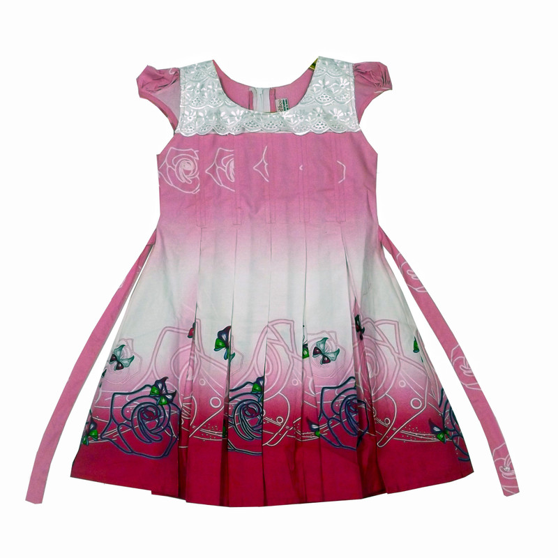 adiboo Girls Midi/Knee Length Casual Dress(Pink, Cap Sleeve)