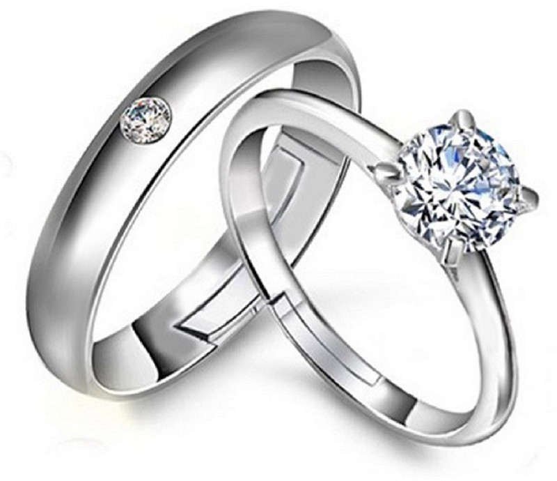 popmode Alloy Cubic Zirconia Silver Plated Ring Set