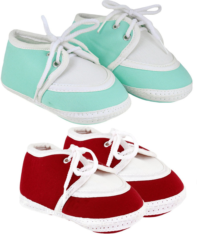 Neska Moda 0 To 12 Month Set Of 2 Baby Booties(Toe to Heel Length - 12 cm, Green, Maroon)