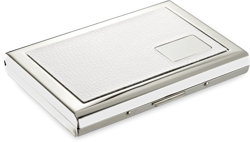 Flipkart SmartBuy High Quality Executive Steel White Leather Piece Matt Silver Finish ATM/ID/Visiting SUPER SLEEK, Sturdy 6 Card Holder(Set of 1, White)