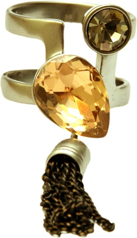 ticara town Sparkling crystals black chain Tassel ring Alloy, Resin Ring
