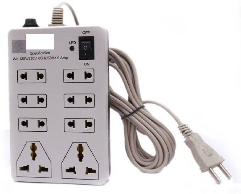 nootan Nootan Amazing Multi-Colour Heavy Duty 8 in 1 Mini Power Strip | Extension cord | Extension Board with ON / OFF switch and indicator 3-4m lengthy wire, 6 Two Pin Socket + 2 Three Pin Socket 8 Socket Surge Protector (Multicolor) 8 Socket Surge Protector (White) 8 Socket Surge Protector(White)