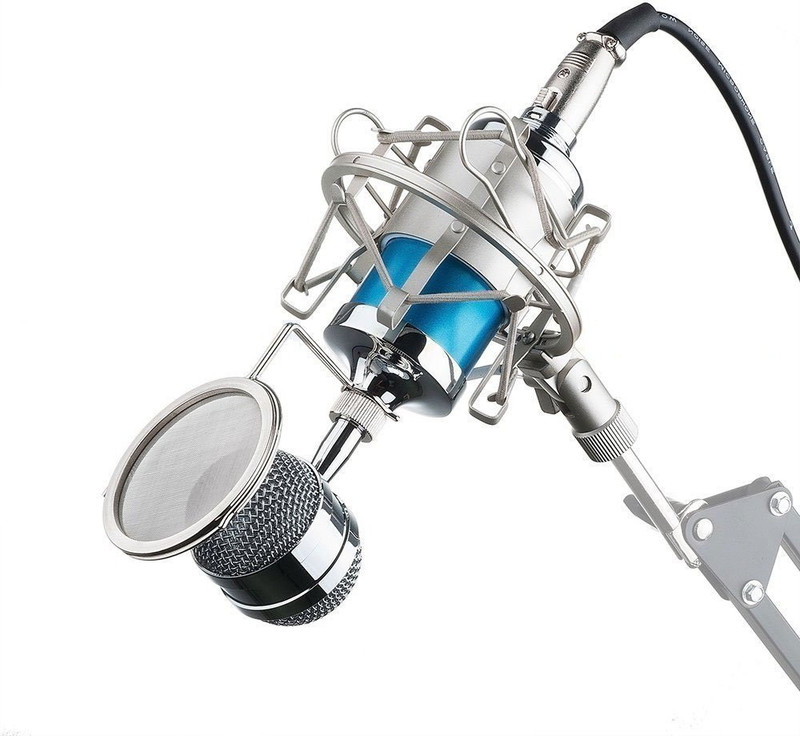 ALONZO Professional Studio Recording Condenser Microphone, Bm3000 with shock mount Great Microphone(Blue)