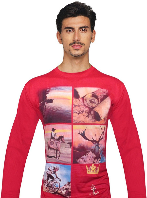 tailgate Graphic Print Men Round Neck Red T-Shirt