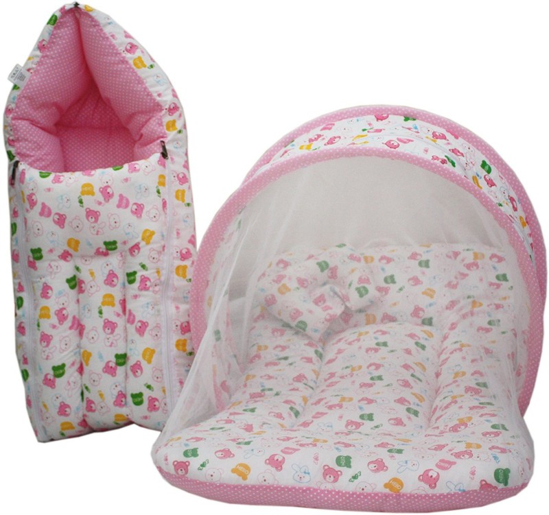 Dolphin52 COMBO SET FOLDING BABY BED(Fabric, Pink)