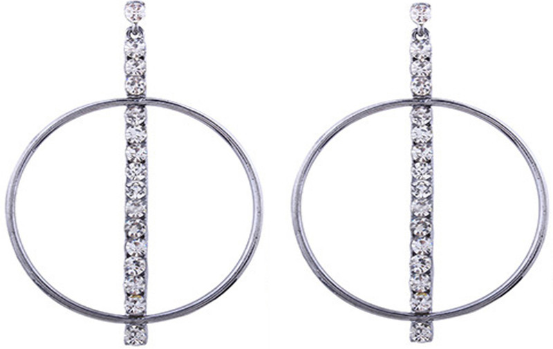 stylefiestafashion Rhinestone Drop Hoop Earrings Zircon Alloy Drops & Danglers