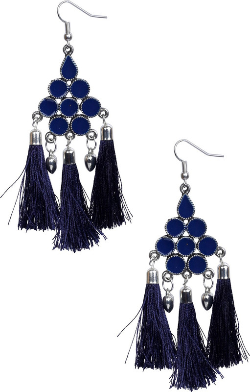 glamwars GLAMWARS Boho Gypsy Meena Tassel Earring for girls and women - DARK BLUE Alloy Tassel Earring