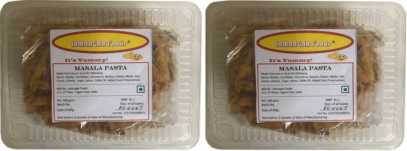 Jamnagar Foods MASALA PASTA 800 GM 2 PACKS OF 400 GM EACH(Pack of 2, 2 x 400, 800 g)