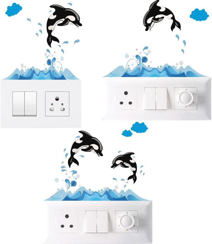 pixel print Medium Wall Sticker, Wall Art , Fridge Sticker (Light Switches 'Beautiful Nature' Sticker) Set of 3  Sticker(Pack of 3)