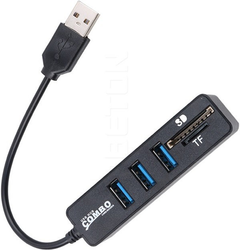 BB4 COMBO 3 PORT 2.0 USB HUB + Card Reader(Black)