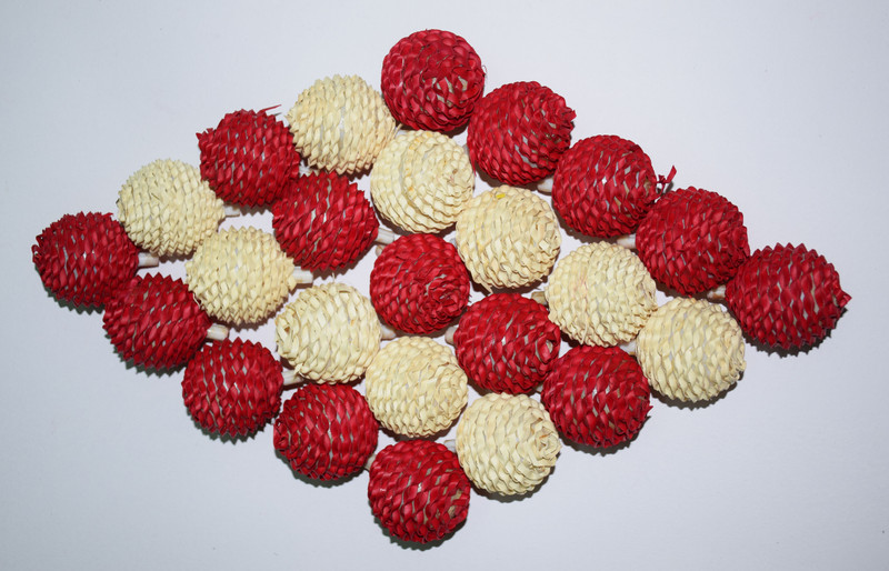 craftwaft PALM LEAVES HANDMADE Red, White Assorted Artificial Flower(2.5 inch, Pack of 25)