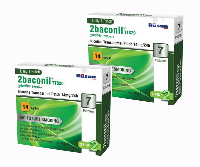 2baconil Nicotine 14 mg step 2 (14 pcs ) 24 hour patch Smoking Patch(Pack of 7)
