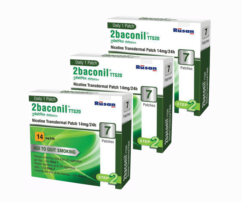 2baconil Nicotine 14 mg step 2 (21 pcs ) 24 hour patch Smoking Patch(Pack of 7)