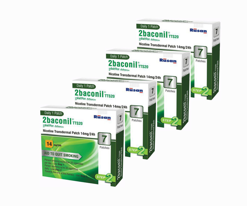 2baconil Nicotine 14 mg step 2 (28 pcs ) 24 hour patch Smoking Patch(Pack of 7)