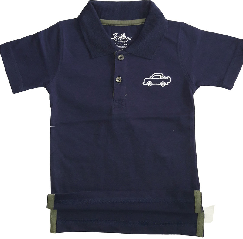 springs Boys Solid Cotton Blend T Shirt(Blue, Pack of 1)