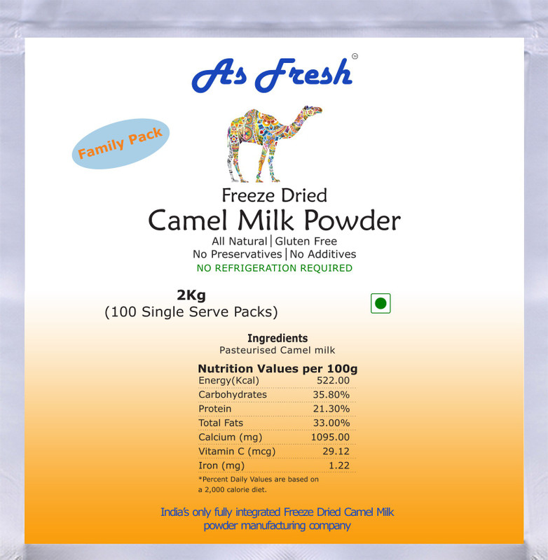 As Fresh Freeze Dried Camel Milk powder-2 kg (Freeze Dried, 100% Pure, Gluten Free) Milk Powder(2000 g)