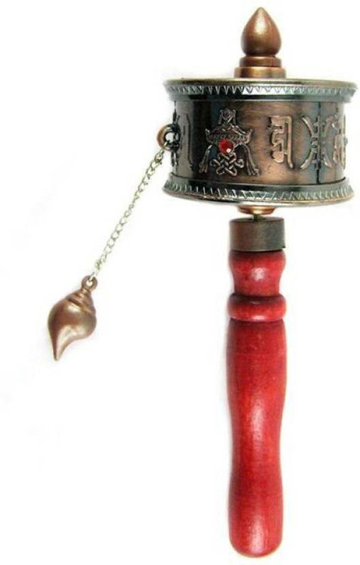 sheela enterprises Buddhist Om Mani Padme Hum Hand Held Prayer Wheel Decorative Decorative Showpiece  -  15 cm(Wood, Multicolor)