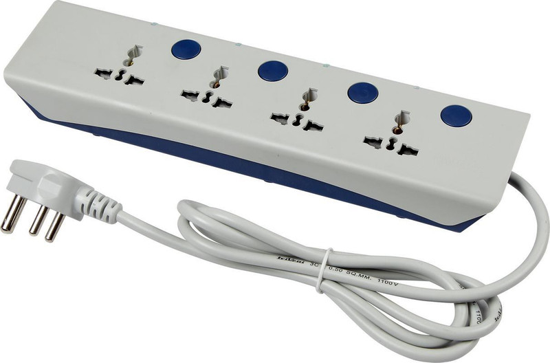 Havells Durable & Ergonomic design •10A, 240V (2400VA) •4 Universal sockets with Master / Ind switches •Child safety shuttered sockets •LED Indication for power status 4 Socket Surge Protector(Grey)
