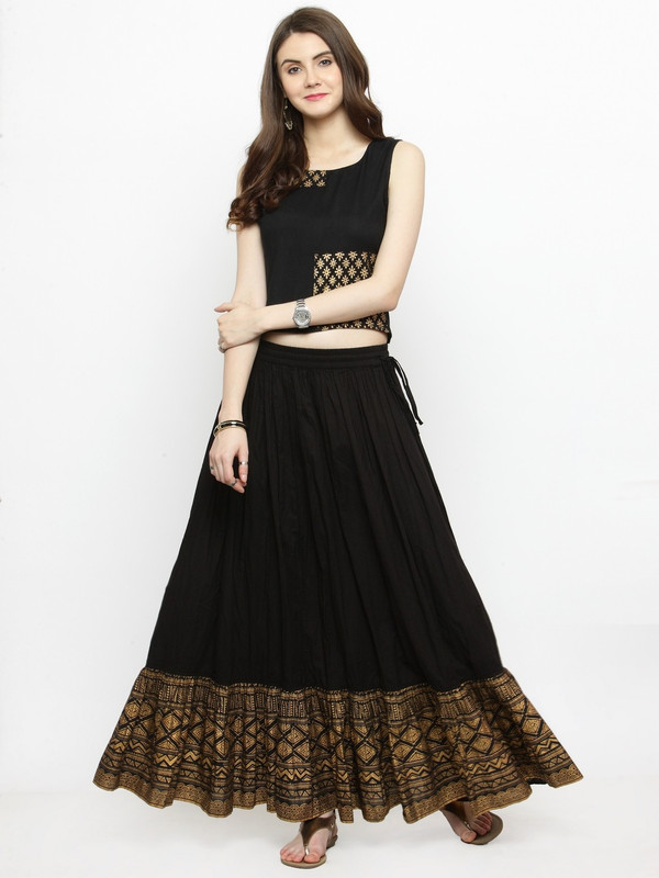 Varanga Women Ethnic Top and Skirt Set
