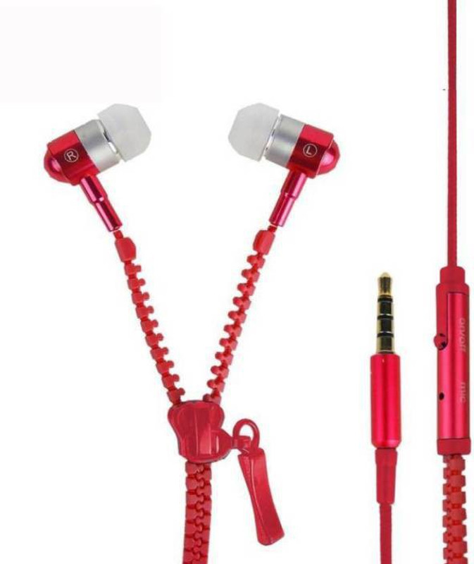 klassy Zipper Excellent Quality -Z2 Wired Headset with Mic(Red, In the Ear)