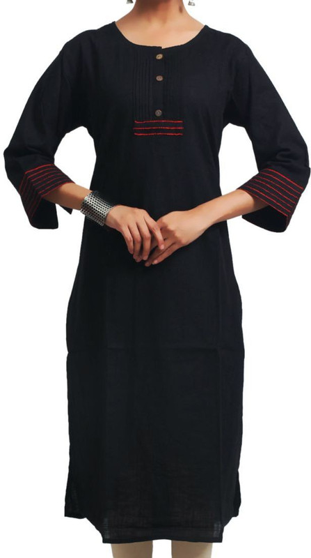 ehandloom Formal Self Design Women Kurti(Black)