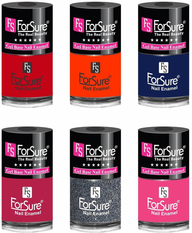 forsure HD color long lasting matte nail polish (set of 6 ) unique shades glitter dazzling, princess pink, navy blue, hot red, orange, ruby pink(Pack of 6)
