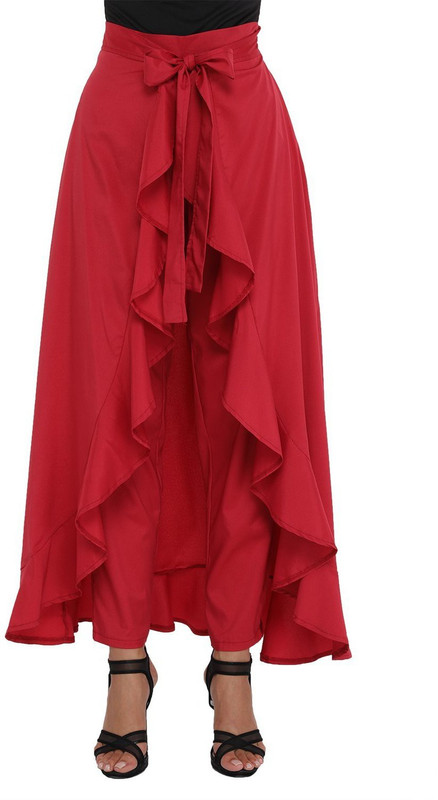 jsv fashion Solid Women Tulip Red Skirt