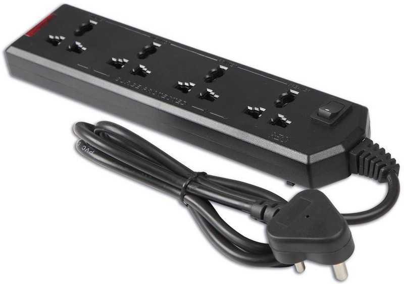 REO BLACKLEO 4 Way Surge & Spike Guard 4 Socket Surge Protector(Black)