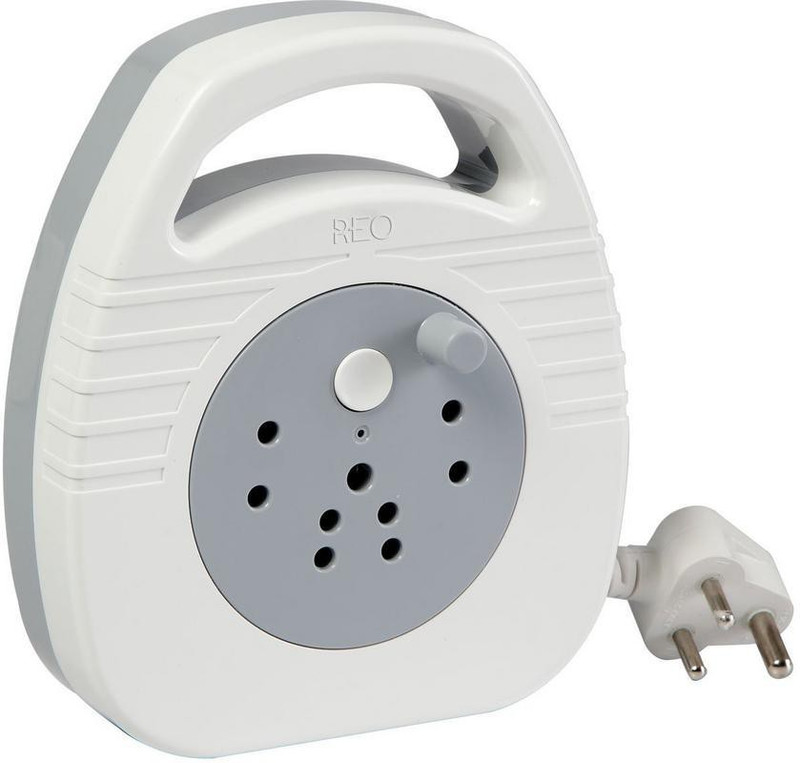 REO SILVERMOON 3 pin 4 metre Round Reel 3 Socket Surge Protector(Silver)