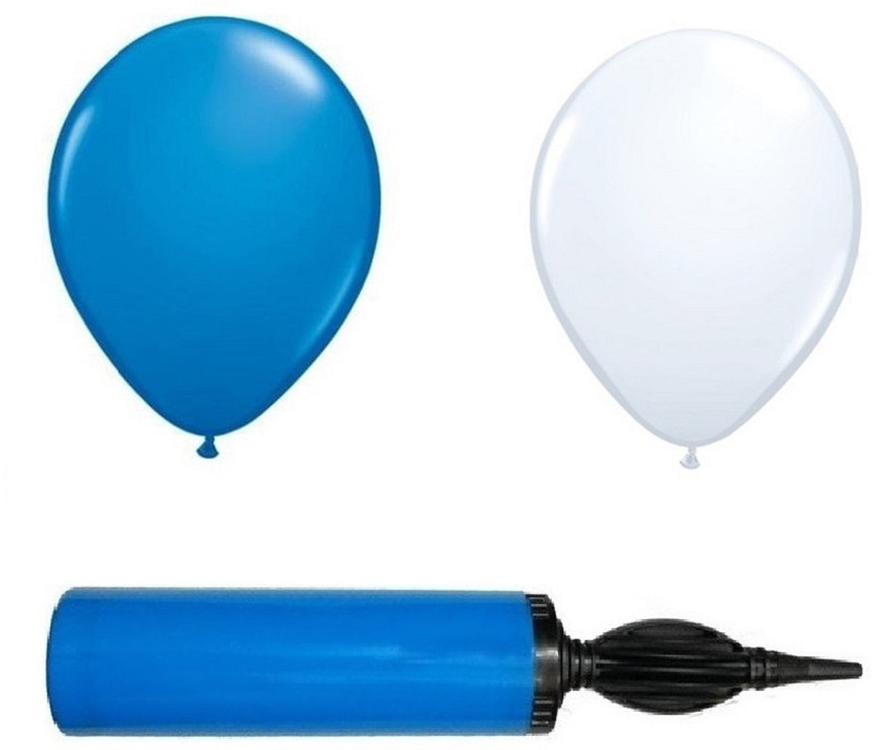 easypartystore Blue/White Balloons with Balloon Pump Combo(Set of 41)