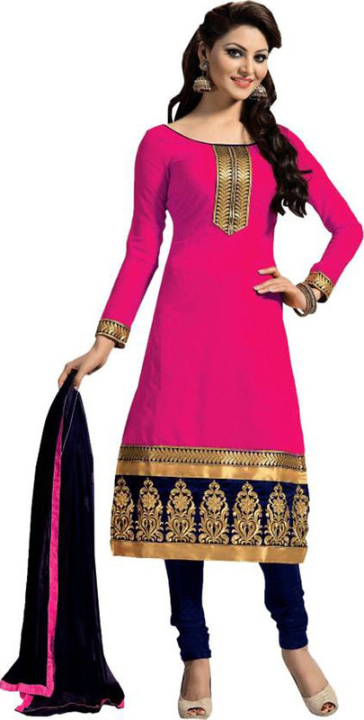 indian ethinic Cotton Solid, Embroidered Kurta & Churidar Material(Unstitched)