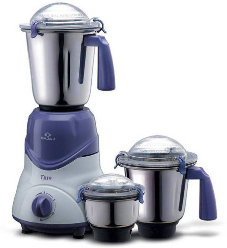 Bajaj New TRIO 600 W Mixer Grinder(White, LEVENDER, 3 Jars)