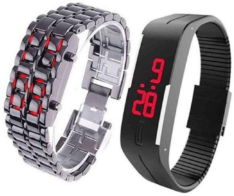 unequetrends RED CHAIN LED+BLACK LED COMBO1027 Digital Watch  - For Men