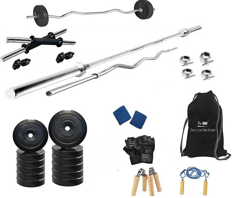 Protoner 10 kg 10 Kg PVC Home Gym Set with 3 Rods Home Gym Combo