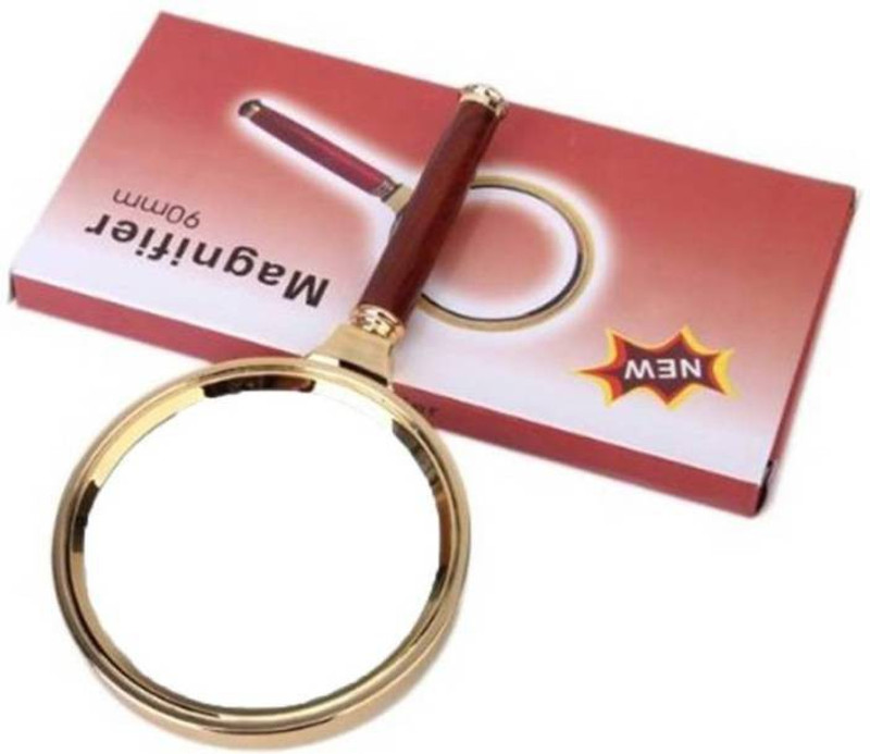 upalabdh 90 mm Wooden Magnifying Glass 5X Magnification Magnifier(Maroon & Gold)