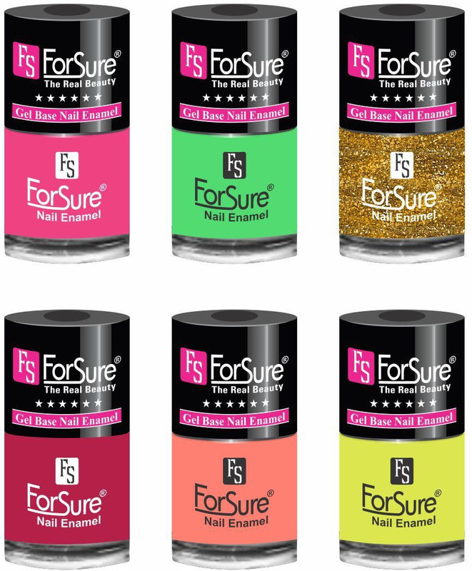forsure HD color long lasting matte nail polish (set of 6 ) unique shades mania pink, peach, neon yellow, princess pink, neon green, glitter golden(Pack of 6)