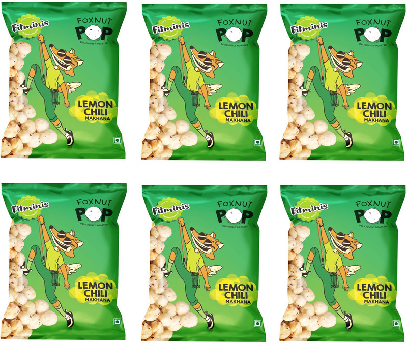 Fitminis Lemon Chili Puffed Fox Nuts(Pack of 6, 6 x 30, 180 g)