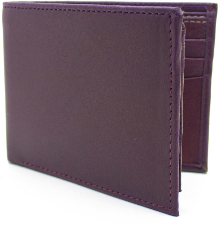 delma Men Purple Genuine Leather Wallet(8 Card Slots)