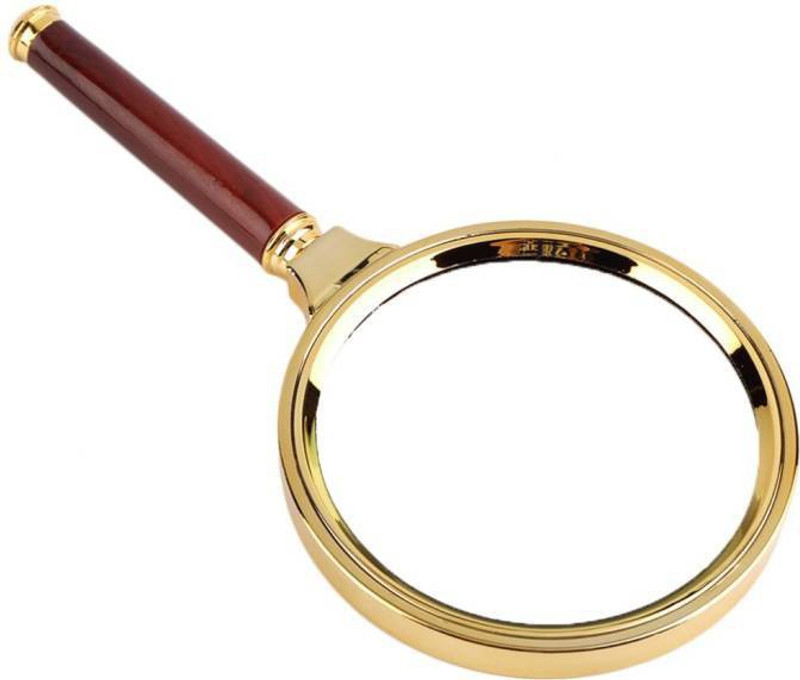 upalabdh Retro Style Magnifying Glass 5X Magnification 80 mm Magnifier Glass Wooden Handle Glass(Maroon & Gold)