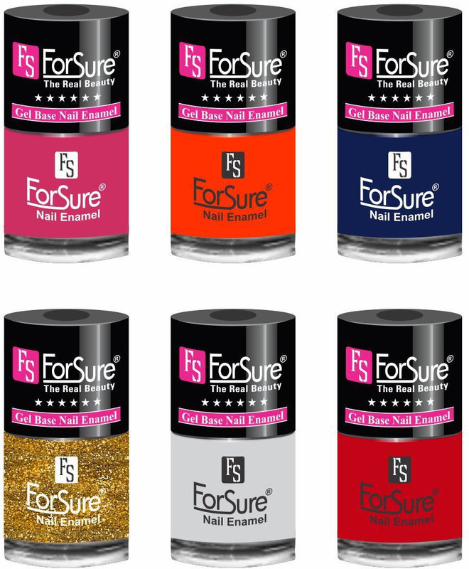 forsure HD color long lasting matte nail polish (set of 6 ) unique shades white, navy blue, orange, hot red, glitter golden, ruby pink(Pack of 6)