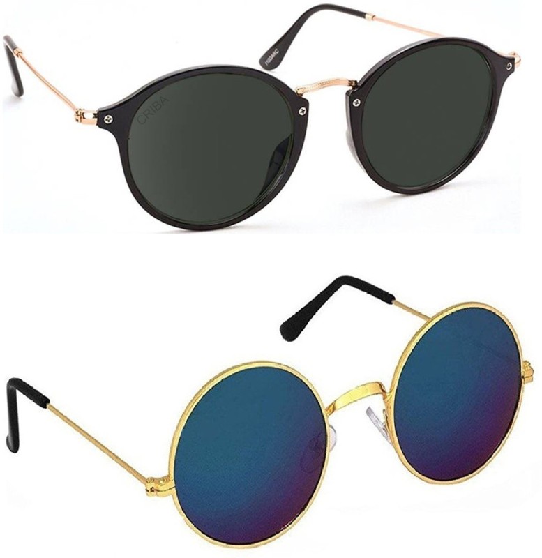 Criba Round, Oval Sunglasses(Multicolor, Black)
