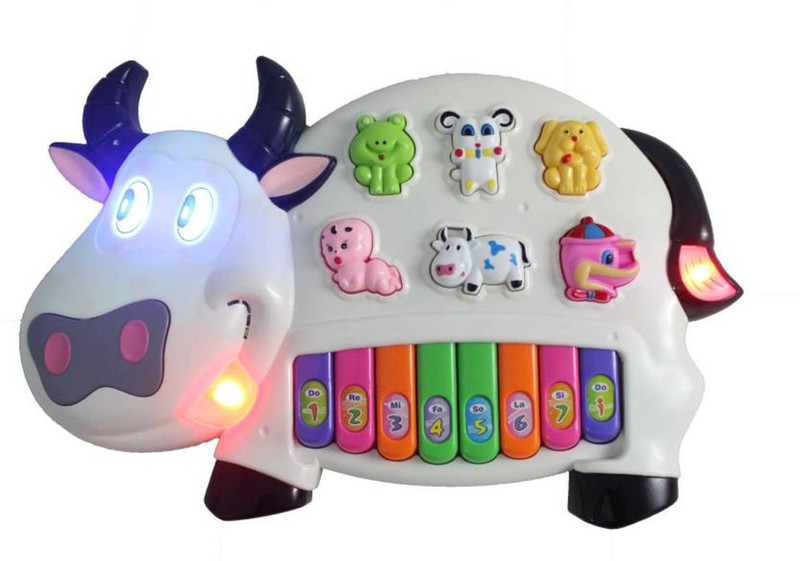 jmv Cow Shaped Musical Piano with 3 Modes Animal Sounds, Flashing Lights & Wonderful Music.(Multicolor)