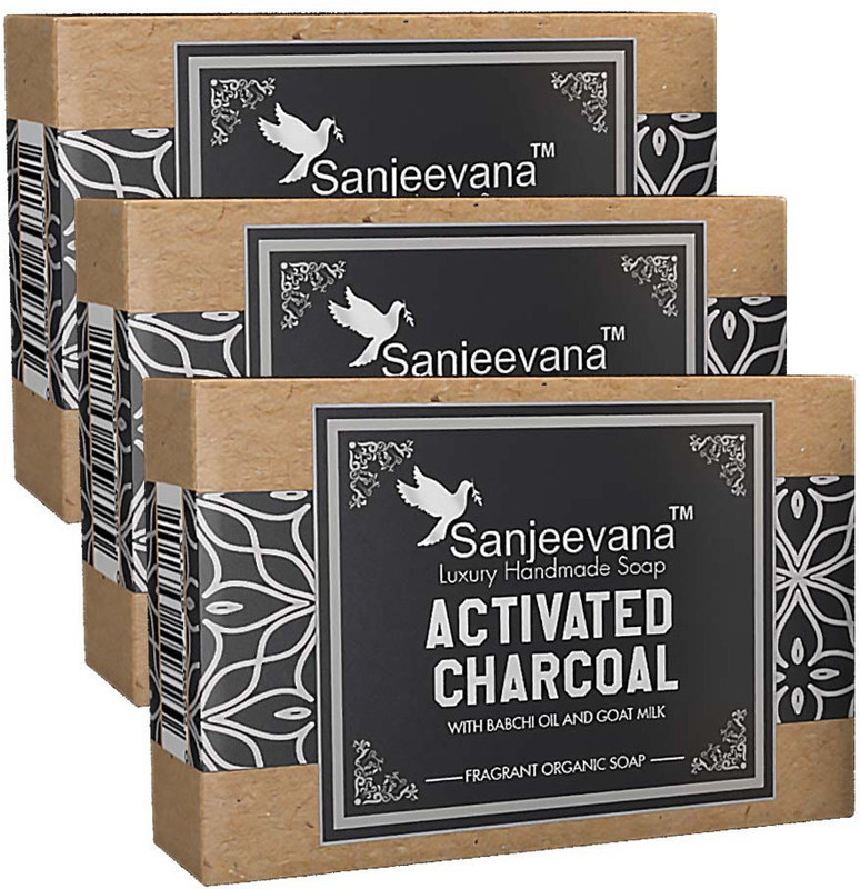 sanjeevana Activated Charcoal Soap With Babchi Oil And Goat Milk(Set of 3 )(3 x 38.33 g)