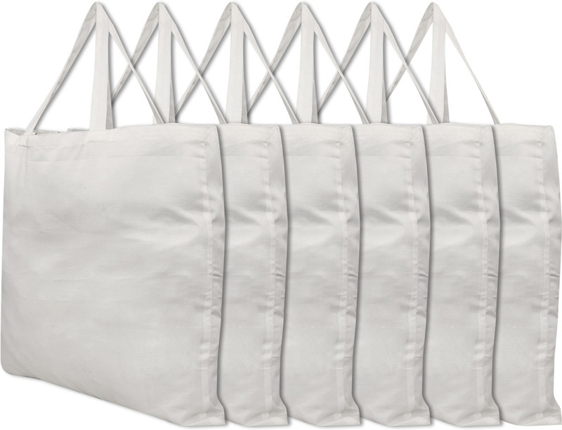 MARMITTE Set of 6 Polyester-Viscose Reusable Shopping Grocery Tote Multipurpose Bag(White, 20 inch)