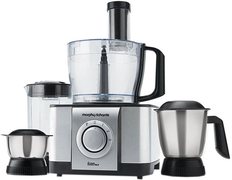Morphy Richards Icon DLX 1000 W Food Processor(Silver, Black)