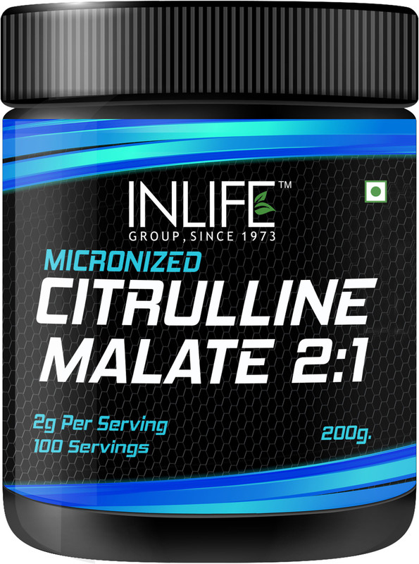 Inlife Micronized Citrulline Malate Powder 2:1 Supplement, 200 grams – Unflavoured EAA (Essential Amino Acids)(200 g, Unflavored)