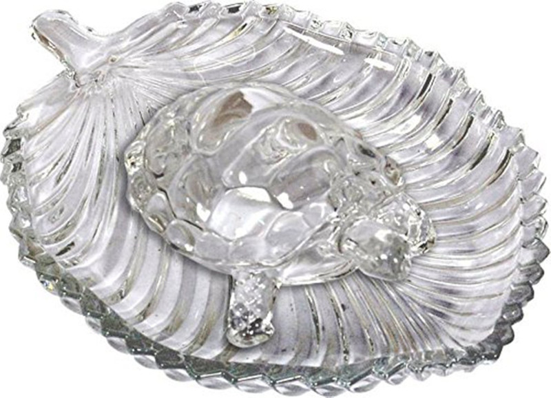 sajan Crystal Tortoise in Plate 8x6 inch Feng Shui Vastu - Best Gift for Career and Luck (6" X 6") Decorative Showpiece  -  5 cm(Crystal, Silver)