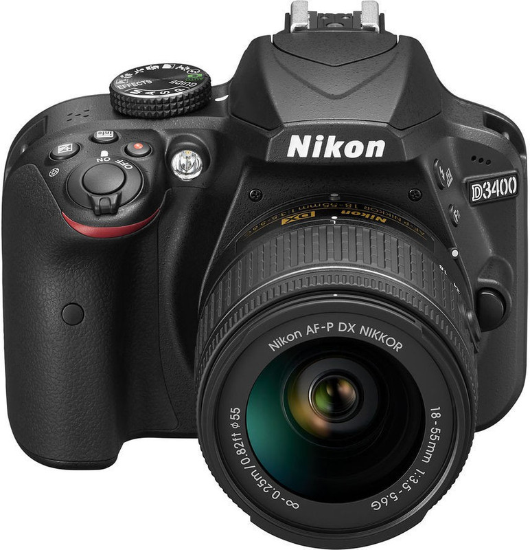 Nikon DSLR D3400 DSLR Camera Body with Single Lens: AF-P DX NIKKOR 18-55 mm f/3.5-5.6G VR Kit DSLR Camera (16 GB SD Card + DSLR Camera Bag) (Black(Black)