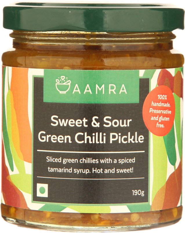 AAMRA Sweet & Sour Green Chilli Pickle Green Chilli Pickle(190 g)
